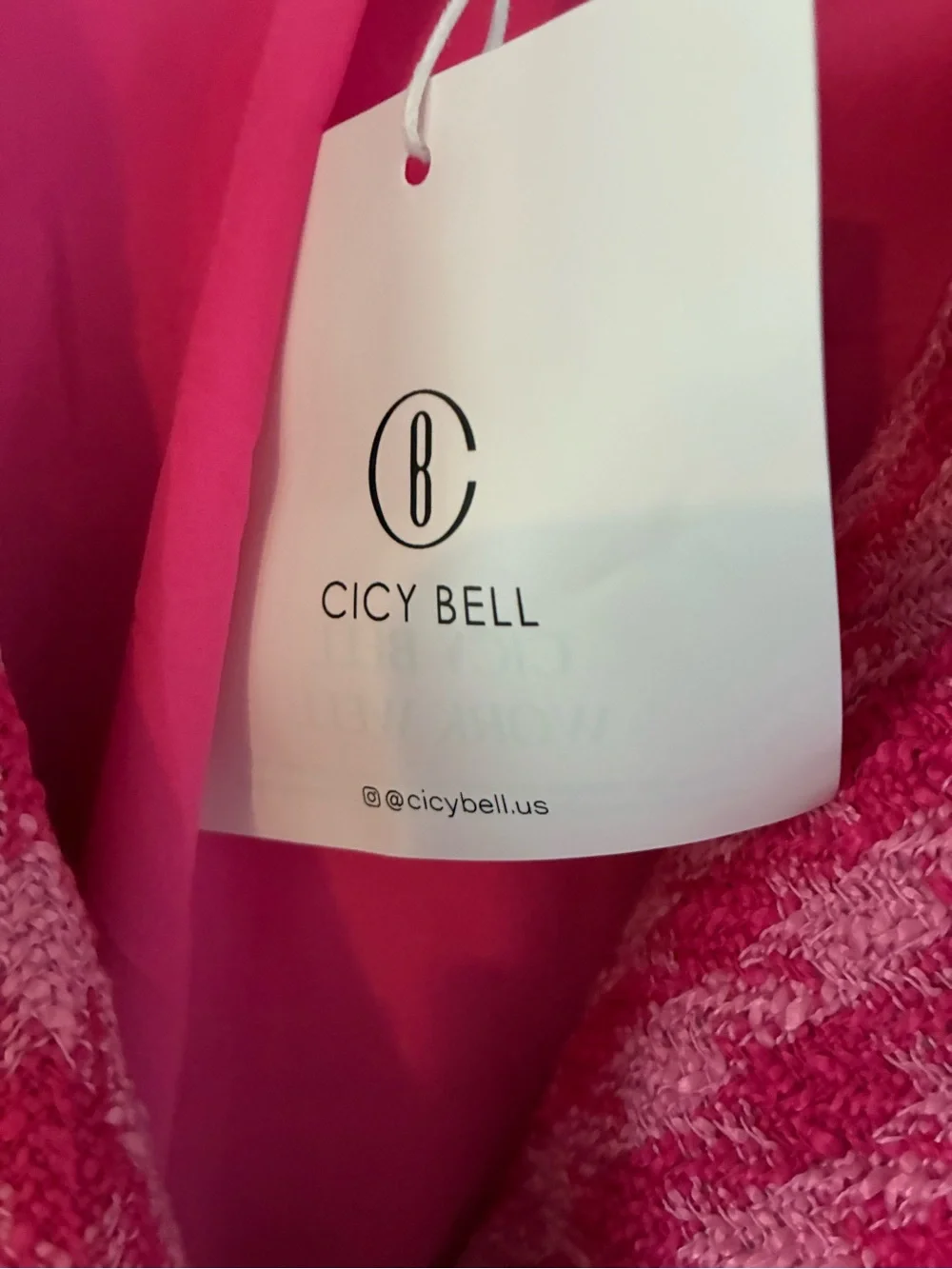 Cicy Bell Hot Pink Houndstooth Two-Piece Skirt Set nwt M Blazer L Skirt